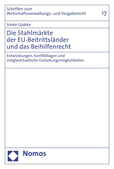 Cover of book: Die Stahlmärkte der EU-Beitrittsländer und das Beihilfenrecht