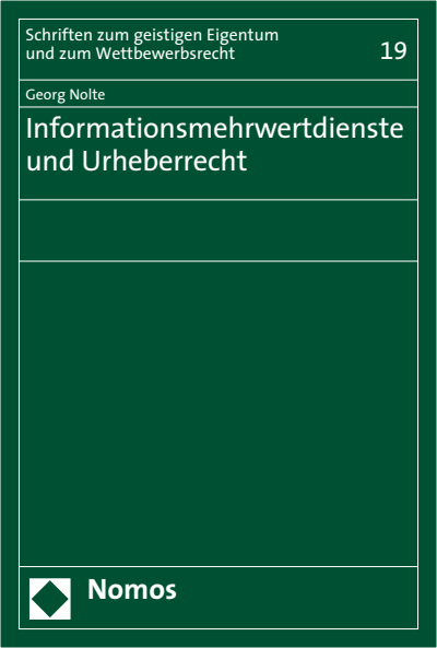 Cover des Buchs: Informationsmehrwertdienste und Urheberrecht