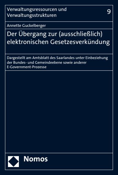 Cover des Buchs: Der Übergang zur (ausschließlich) elektronischen Gesetzesverkündung