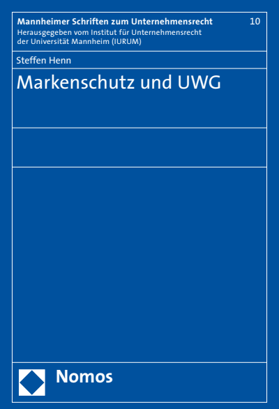 Cover of book: Markenschutz und UWG