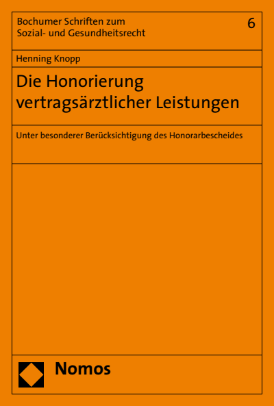 Cover des Buchs: Die Honorierung vertragsärztlicher Leistungen