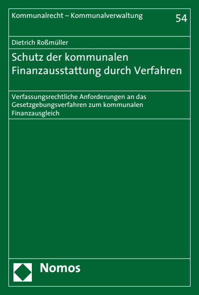 Cover des Buchs: Schutz der kommunalen Finanzausstattung durch Verfahren