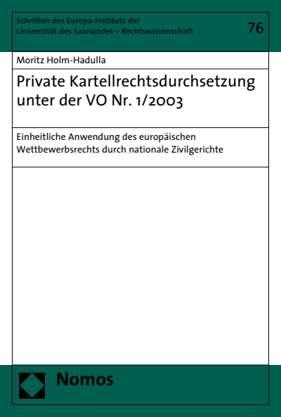 Cover of book: Private Kartellrechtsdurchsetzung unter der VO Nr. 1/2003