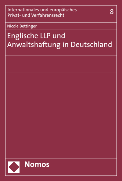 Cover des Buchs: Englische LLP und Anwaltshaftung in Deutschland