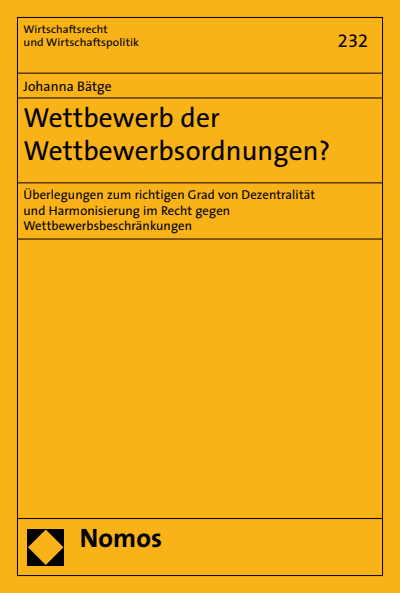 Cover of book: Wettbewerb der Wettbewerbsordnungen?