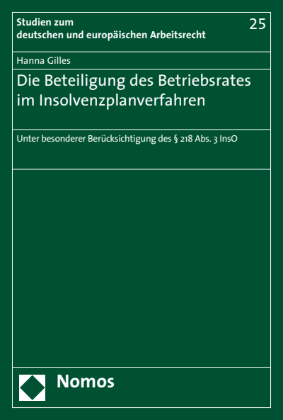 Cover des Buchs: Die Beteiligung des Betriebsrates im Insolvenzplanverfahren