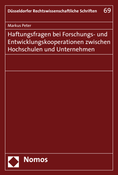 Cover des Buchs: Haftungsfragen bei Forschungs- und Entwicklungskooperationen zwischen Hochschulen und Unternehmen