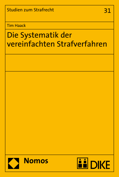 Cover of book: Die Systematik der vereinfachten Strafverfahren