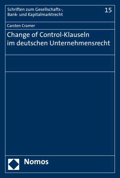 Cover des Buchs: Change of Control-Klauseln im deutschen Unternehmensrecht