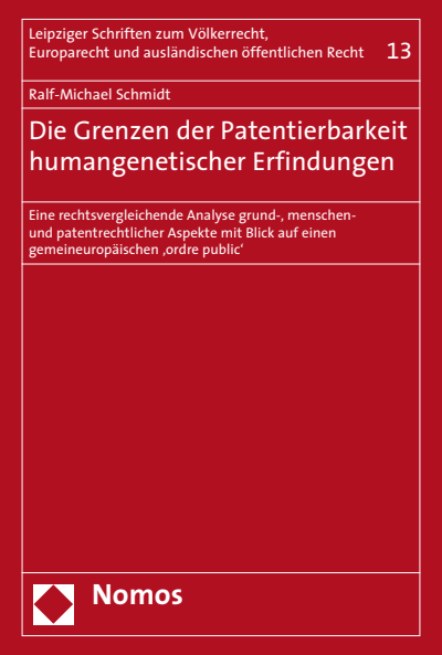 Cover of book: Die Grenzen der Patentierbarkeit humangenetischer Erfindungen