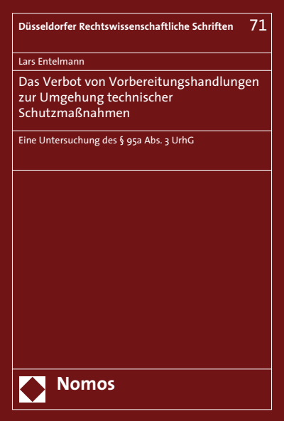 Cover des Buchs: Das Verbot von Vorbereitungshandlungen zur Umgehung technischer Schutzmaßnahmen