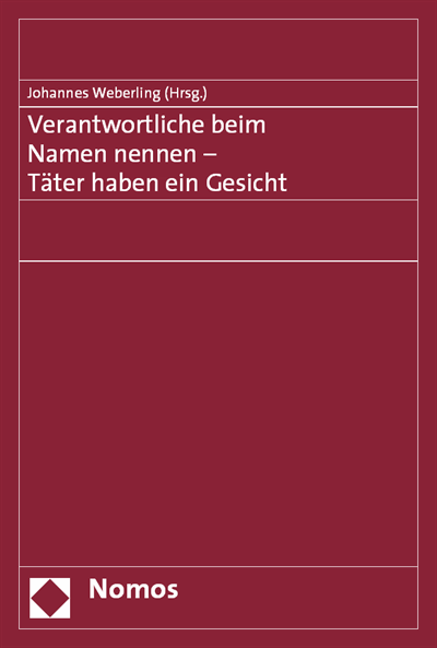 Cover des Buchs: Verantwortliche beim Namen nennen - Täter haben ein Gesicht