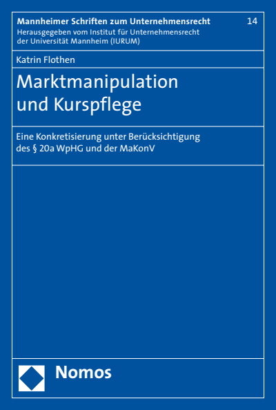 Cover of book: Marktmanipulation und Kurspflege