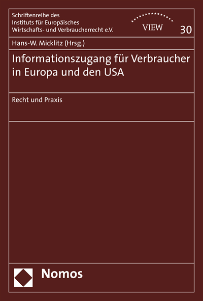 Cover des Buchs: Informationszugang für Verbraucher in Europa und den USA