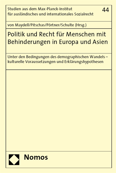 Cover des Buchs: Politik und Recht für Menschen mit Behinderungen in Europa und Asien