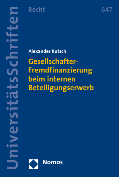 Cover des Buchs: Gesellschafter-Fremdfinanzierung beim internen Beteiligungserwerb