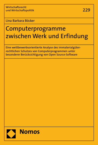 Cover of book: Computerprogramme zwischen Werk und Erfindung