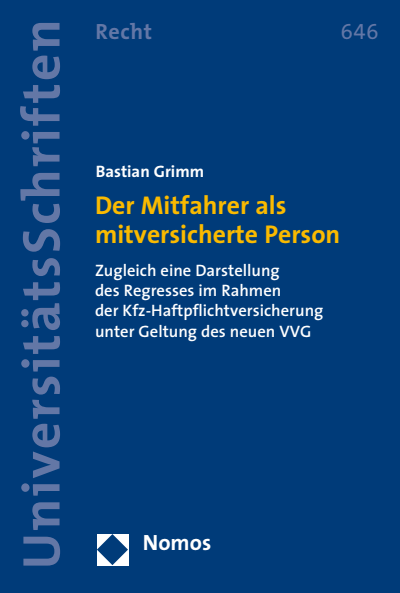 Cover des Buchs: Der Mitfahrer als mitversicherte Person