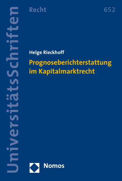 Cover des Buchs: Prognoseberichterstattung im Kapitalmarktrecht