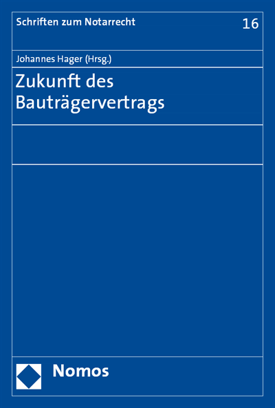 Cover des Buchs: Zukunft des Bauträgervertrags