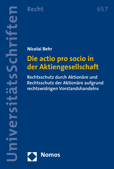 Cover des Buchs: Die actio pro socio in der Aktiengesellschaft