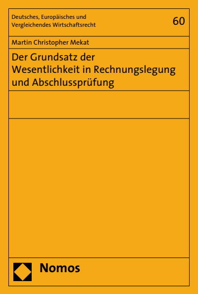 Cover of book: Der Grundsatz der Wesentlichkeit in Rechnungslegung und Abschlussprüfung