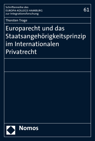 Cover des Buchs: Europarecht und das Staatsangehörigkeitsprinzip im Internationalen Privatrecht