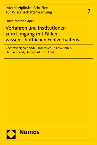 Cover des Buchs: Verfahren und Institutionen zum Umgang mit Fällen wissenschaftlichen Fehlverhaltens