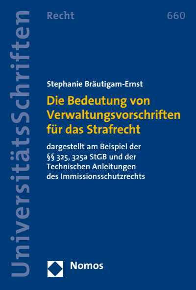 Cover des Buchs: Die Bedeutung von Verwaltungsvorschriften für das Strafrecht