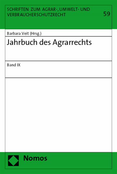 Cover des Buchs: Jahrbuch des Agrarrechts