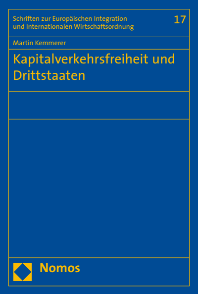 Cover of book: Kapitalverkehrsfreiheit und Drittstaaten