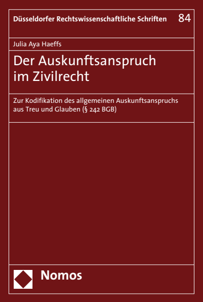 Cover des Buchs: Der Auskunftsanspruch im Zivilrecht