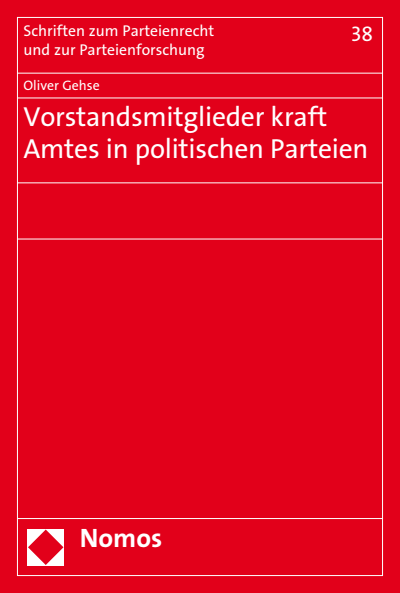 Cover des Buchs: Vorstandsmitglieder kraft Amtes in politischen Parteien