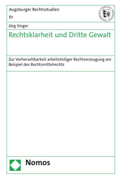 Cover of book: Rechtsklarheit und Dritte Gewalt
