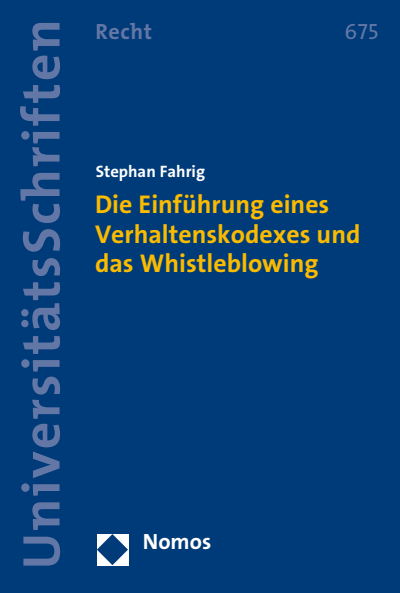Cover des Buchs: Die Einführung eines Verhaltenskodexes und das Whistleblowing