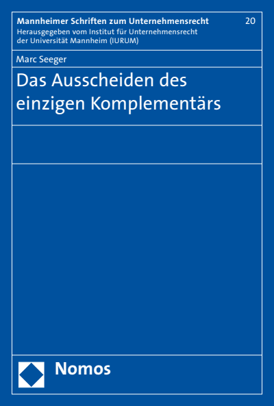 Cover of book: Das Ausscheiden des einzigen Komplementärs