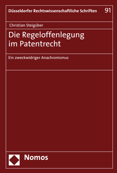 Cover des Buchs: Die Regeloffenlegung im Patentrecht