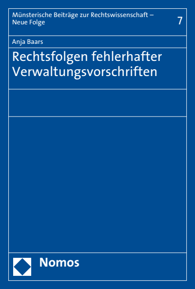 Cover of book: Rechtsfolgen fehlerhafter Verwaltungsvorschriften