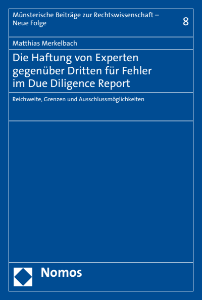 Cover of book: Die Haftung von Experten gegenüber Dritten für Fehler im Due Diligence Report