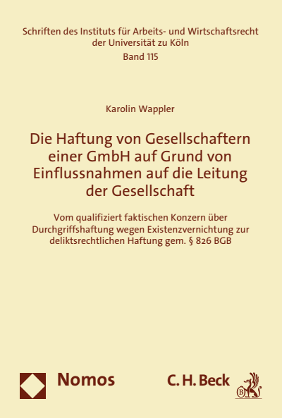 Cover des Buchs: Die Haftung von Gesellschaftern einer GmbH auf Grund von Einflussnahmen auf die Leitung der Gesellschaft