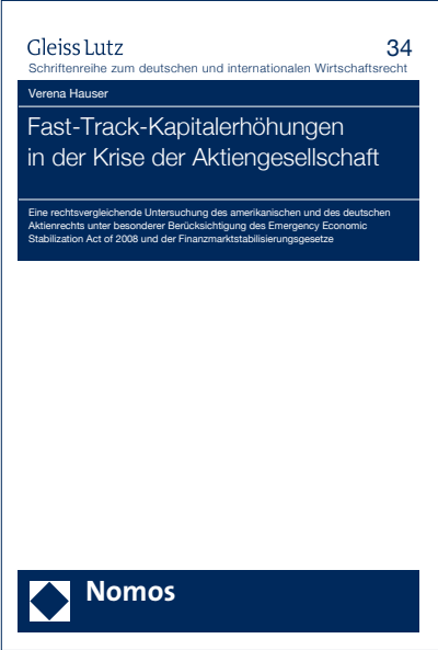 Cover of book: Fast-Track-Kapitalerhöhungen in der Krise der Aktiengesellschaft