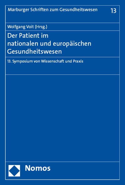 Cover of book: Der Patient im nationalen und europäischen Gesundheitswesen