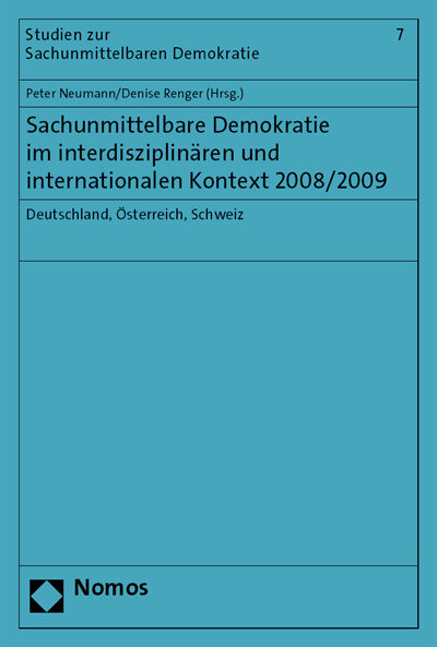 Cover of book: Sachunmittelbare Demokratie im interdisziplinären und internationalen Kontext 2008/2009