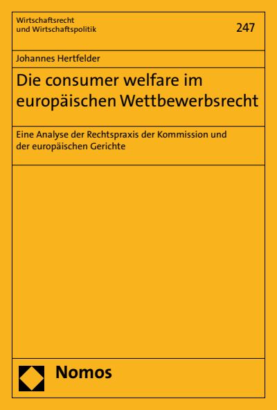 Cover of book: Die consumer welfare im europäischen Wettbewerbsrecht