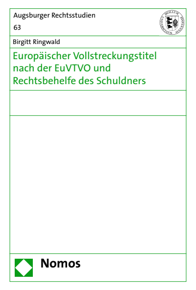 Cover of book: Europäischer Vollstreckungstitel nach der EuVTVO und Rechtsbehelfe des Schuldners