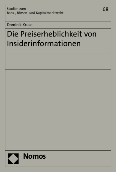 Cover of book: Die Preiserheblichkeit von Insiderinformationen