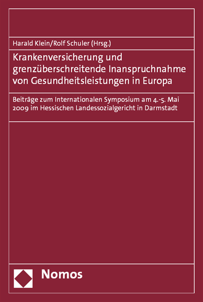 Cover of book: Krankenversicherung und grenzüberschreitende Inanspruchnahme von Gesundheitsleistungen in Europa