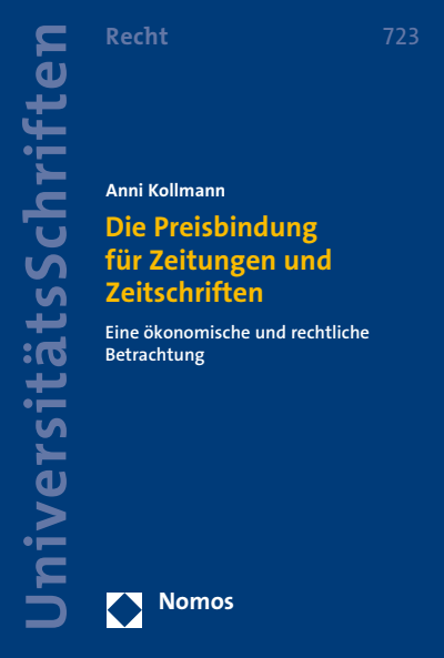 Cover des Buchs: Die Preisbindung für Zeitungen und Zeitschriften