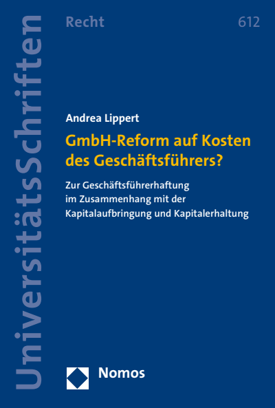 Cover des Buchs: GmbH-Reform auf Kosten des Geschäftsführers?
