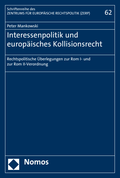 Cover des Buchs: Interessenpolitik und europäisches Kollisionsrecht